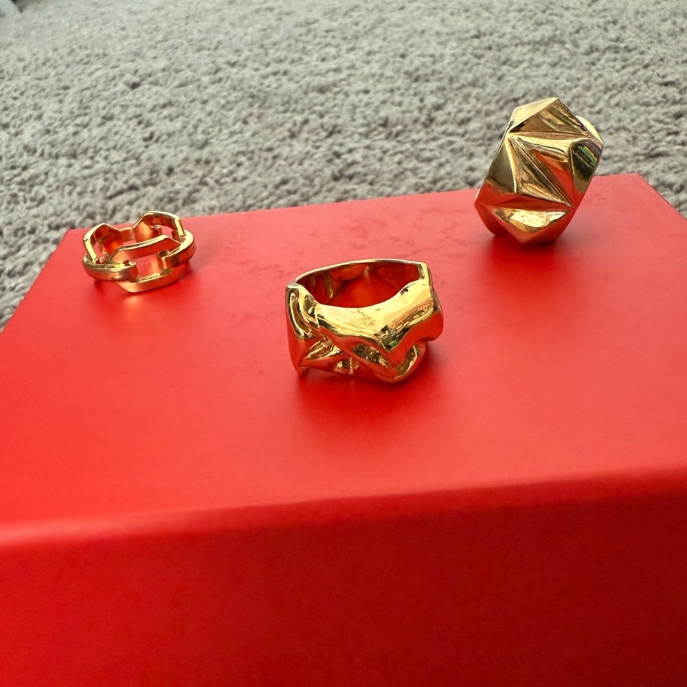 Jennifer Fisher Gold Geometric Statement Rings - Set of 3